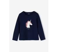 Tee-shirt fantaisie fille manches longues marine 3A
