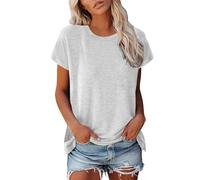 Tee Shirt Femme à Manches Courtes Col en V Décontracté T-Shirt en Coton D'été Lâches Hauts Chic Amples Chemises Blouse de Base pour Sport Fitness Yoga 2026