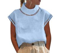 Tee Shirt Femme Bleu Turquoise Shirts des Dentelle Western Blanches Pois Loose Mademoiselle suis Épaules Intégrée Vie Originales Personnalisable Seconde Elastique 60 Epaules Liquette