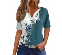 Tee Shirt Femme, Chemisier Femme Chic Et éLéGant Manches Courtes Sexy ÉTé Grande Taille DéContractéE Chemisier Femme Haut Femme Chic Et Elegant Blouse Femme Vetement Femme(B Bleu,3XL)