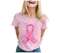 Tee Shirt Femme Chic Chemisiers et Blouses Grande Taille T Shirts Manche Courte à L'épaule été Sweat Pull Y2k Lettre Impression T-Shirt T-Shirts Et Tops de Sport Vêtements (Rose,M)