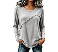 Tee Shirt Femme col Rond Manches Longues Franges Vintage