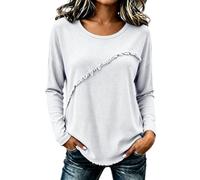 Tee Shirt Femme col Rond Manches Longues Franges Vintage