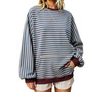 Tee Shirt Femme Col Rond Rayé Haut Manches Longues Ample Extensible Coton souple et extensible; Manches longues; Col rond rayé et forme ample; Avec jean legging ou pantalon; W nd