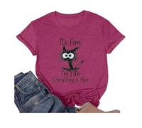 Tee Shirt Femme Col V Chemisier Femme Chic et Élégant Décontracté Haut Été Manche Courte Pétale Top Robe Chemise Longue Vetement de Travail(Tee Shirt Long Femme Rose Vif,3XL)