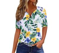 Tee Shirt Femme Col V Chemisiers Et Blouses Tee Shirt Long Rondes Running Chic Haut Chic Et Elegant Indochine Hawaienne Indienne Manche Courte Covl V Annee 80 Femme Vert XXL