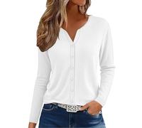 Tee Shirt Femme Col V Grande Taille Tee Shirt Polyester Elasthane T-Shirt avec Bouton Tshirt Manche Longue Haut Leger Top Outdoor Vêtements Rapide Séchage Loungewear Manche Longue T-Shirt Top
