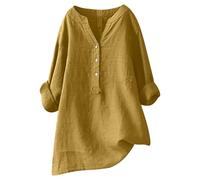 Tee Shirt Femme Col V T Shirts Femme à Manche Courte en Rayon Souple Respirant Dentelle Chic et Elegant Top Été Vêtements de Travail (T Shirt Femme Coton Jaune,5XL)