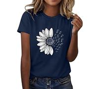 Tee Shirt Femme Coton T Shirts Blanc Imprimante Pas Cher T-Shirt À Manches Courtes Col Rond Tunique avec Motif Papillons Grande Taille Tops Chemises