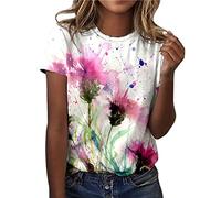 Tee Shirt Femme Coton T Shirts Blanc Imprimante Pas Cher T-Shirt À Manches Courtes Col Rond Tunique avec Motif Papillons Grande Taille Tops Chemises #403