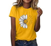 Tee Shirt Femme Coton T Shirts Blanc Imprimante Pas Cher T-Shirt À Manches Courtes Col Rond Tunique avec Motif Papillons Grande Taille Tops Chemises