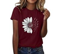 Tee Shirt Femme Coton T Shirts Blanc Imprimante Pas Cher T-Shirt À Manches Courtes Col Rond Tunique avec Motif Papillons Grande Taille Tops Chemises
