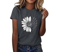 Tee Shirt Femme Coton T Shirts Blanc Imprimante Pas Cher T-Shirt À Manches Courtes Col Rond Tunique avec Motif Papillons Grande Taille Tops Chemises