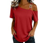 Tee Shirt Femme Coton Tunique Élégant Courtes Tshirt Décontracté Sport Top Manche Courte Classique Vetement Couleur Unie Crop Top Ete Haut Femme Basic T Shirt Tailles S à 3XL