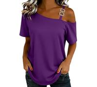 Tee Shirt Femme Coton Tunique Élégant Courtes Tshirt Décontracté Sport Top Manche Courte Classique Vetement Couleur Unie Crop Top Ete Haut Femme Basic T Shirt Tailles S à 3XL