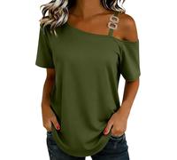 Tee Shirt Femme Coton Tunique Élégant Courtes Tshirt Décontracté Sport Top Manche Courte Classique Vetement Couleur Unie Crop Top Ete Haut Femme Basic T Shirt Tailles S à 3XL