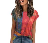 Tee Shirt Femme, Décontracté Basique Léger Chic 姜 Respirant Fluide Elegant Oversize Ample Thee Shirts Femmes S