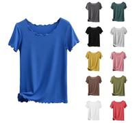 Tee Shirt Femme Décontracté Manches Courtes Col Rond Blouse Douce Confortable Coton Léger Respirant Idéal École Quotidien Vie Active Tendance Été 2026