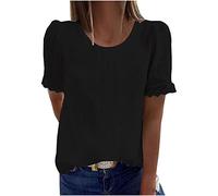 Tee Shirt Femme Dentelle Col Rond Blouse Amples Manches Courtes Tops Elégante Sexy Mode Chemisiers Sexy Chic T-Shirt Couleur Uni Loisirs D'été Tunique en Jacquard en Dentelle
