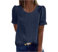 Tee Shirt Femme Dentelle Col Rond Blouse Amples Manches Courtes Tops Elégante Sexy Mode Chemisiers Sexy Chic T-Shirt Couleur Uni Loisirs D'été Tunique en Jacquard en Dentelle