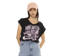 Tee Shirt Femme Eagle, T-Shirt Femme Regular fit, Col V & Manches Courtes, Noir Taille M