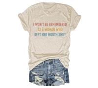 Tee Shirt Femme été Maglietta Classica a Maniche Corte Con scollo Tondo, comoda e Casual, per Tutti i giorni. (Beige, XXL)
