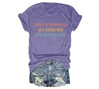Tee Shirt Femme été Maglietta Classica a Maniche Corte Con scollo Tondo, comoda e Casual, per Tutti i giorni. (Purple, XXL)
