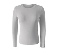 Tee Shirt Femme Grande Taille Col Rond Tee Shirt Anti UV Femme Manche Longue T-Shirt Couleur Unie Tshirt Courte Haut Décontractés Top Cintrée Vêtements Automne Loungewear Protection Solaire Top