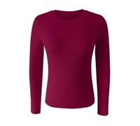 Tee Shirt Femme Grande Taille Col Rond Tee Shirt Anti UV Femme Manche Longue T-Shirt Couleur Unie Tshirt Courte Haut Décontractés Top Cintrée Vêtements Automne Loungewear Protection Solaire Top