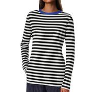 Tee Shirt Femme Grande Taille Col Rond Tee Shirt Manche Longue Femme Oversize T-Shirt Courte Tshirt Rayures Haut Décontractés Top Outdoor Vêtements Quotidiennes Loungewear Polyvalent Tshirt