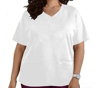 Tee-Shirt Femme Grande Taille col V uni, Deux Poches latérales, Style Uniforme de Soignant, enfilage Facile (sans Boutons), de L à XXXXXL