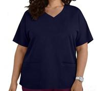 Tee-Shirt Femme Grande Taille col V uni, Deux Poches latérales, Style Uniforme de Soignant, enfilage Facile (sans Boutons), de L à XXXXXL