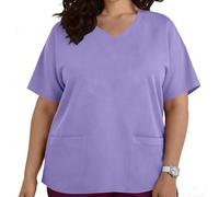 Tee-Shirt Femme Grande Taille col V uni, Deux Poches latérales, Style Uniforme de Soignant, enfilage Facile (sans Boutons), de L à XXXXXL