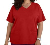 Tee-Shirt Femme Grande Taille col V uni, Deux Poches latérales, Style Uniforme de Soignant, enfilage Facile (sans Boutons), de L à XXXXXL