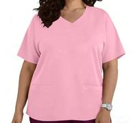 Tee-Shirt Femme Grande Taille col V uni, Deux Poches latérales, Style Uniforme de Soignant, enfilage Facile (sans Boutons), de L à XXXXXL