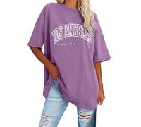 Tee Shirt Femme Grande Taille Manches Courtes D'été Coton Lettre Imprimée Tops Elégant Décontractés Chemisiers Oversize Tshirts Col Rond été Top Chic et Élégant Tunique Chemise Blouse