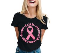 Tee Shirt Femme Grande Taille Octobre Rose Cancer du Sein De Sensibilisation Ruban Accompagné d'un Design De Texte Inspirant -Pas Cher Tshirt Sport Femme Top Grande Taille 2025