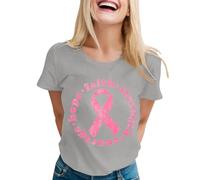 Tee Shirt Femme Grande Taille Octobre Rose Cancer du Sein De Sensibilisation Ruban Accompagné d'un Design De Texte Inspirant -Pas Cher Tshirt Sport Femme Top Grande Taille 2025