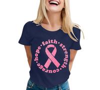 Tee Shirt Femme Grande Taille Octobre Rose Cancer du Sein De Sensibilisation Ruban Accompagné d'un Design De Texte Inspirant -Pas Cher Tshirt Sport Femme Top Grande Taille 2025