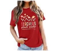 Tee Shirt Femme Grande Taille T-Shirt décontracté et Polyvalent avec Lettres imprimées pour la journée des Enseignants de la Saison Scolaire(M)
