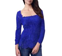 Tee Shirt Femme Grande Taille T-Shirt Femme Chic Et Elegant Tshirt Col Carre Blouse 2025 Nouveau Haut Décontractés Top Uni Vêtements Soirée Loungewear Mi Saison T-Shirt Manche Longue Tee Shirt