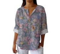Tee Shirt Femme Grande Taille Tee Shirt Femme Col V Chic avec Motif T-Shirt Personnalisé Tshirt Décontractés Blouse Imprimé Floral Haut Bohème Top Ample Vêtements Outdoor Loungewear Plage Tshirt