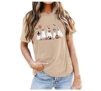 Tee Shirt Femme Halloween T-Shirts Manches Courtes T-Shirt Grande Taille Adolescent Fille Chemisier Drôle Blouse Horreur Imprimé Sanglant pour Collection Vintage