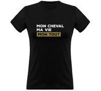 tee shirt femme humour | Cadeau imprimé en France | 100% coton, 185gr | mon cheval ma vie S