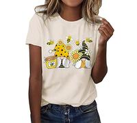 Tee Shirt Femme Humour - T-Shirt Col Rond À Manches Courtes en Coton pour Femmes Version Classique Festival D'Abeilles Imprimé Amusant Maman Et Papa