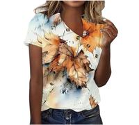 Tee Shirt Femme Imprimé Fleuri Chemise Boutonnée à Col en V D'été à Manches Courtes T-Shirts Grande Taille avec Boutons Décontractées Tops Lâche Respirant Chemisier Baggy Hauts Doux et Confortable