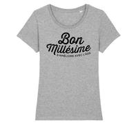 Tee Shirt Femme - LA FRENCH TOUCH - Bon millésime, s'améliore avec l'âge - Gris - Coton 100% bio XS