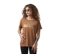Tee Shirt Femme Leopard, T-Shirt Femme 100% Coton, Regular Fit, Col Rond & Manches Courtes, Marron, Beige, Taille S