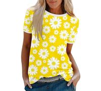 Tee Shirt Femme Long Manches Courtes D'Été Grande Taille Blouse Femme Grande Taille 56 Lot T Shirt Femme Coton Noir Blouse Femme Grande Taille 56 Haut Dos Nu Femme,2-Jaune Fluorescent,L