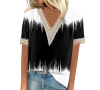 Tee Shirt Femme Long Manches Courtes Été Tee Shirt Femme Manche 3/4 Coton Eté Gilet Femme Blanc Grande Taille Blouse Femme Chic Et Élégant Blouse De Travail Femme Blouse De,2-Gris foncé,XXL
